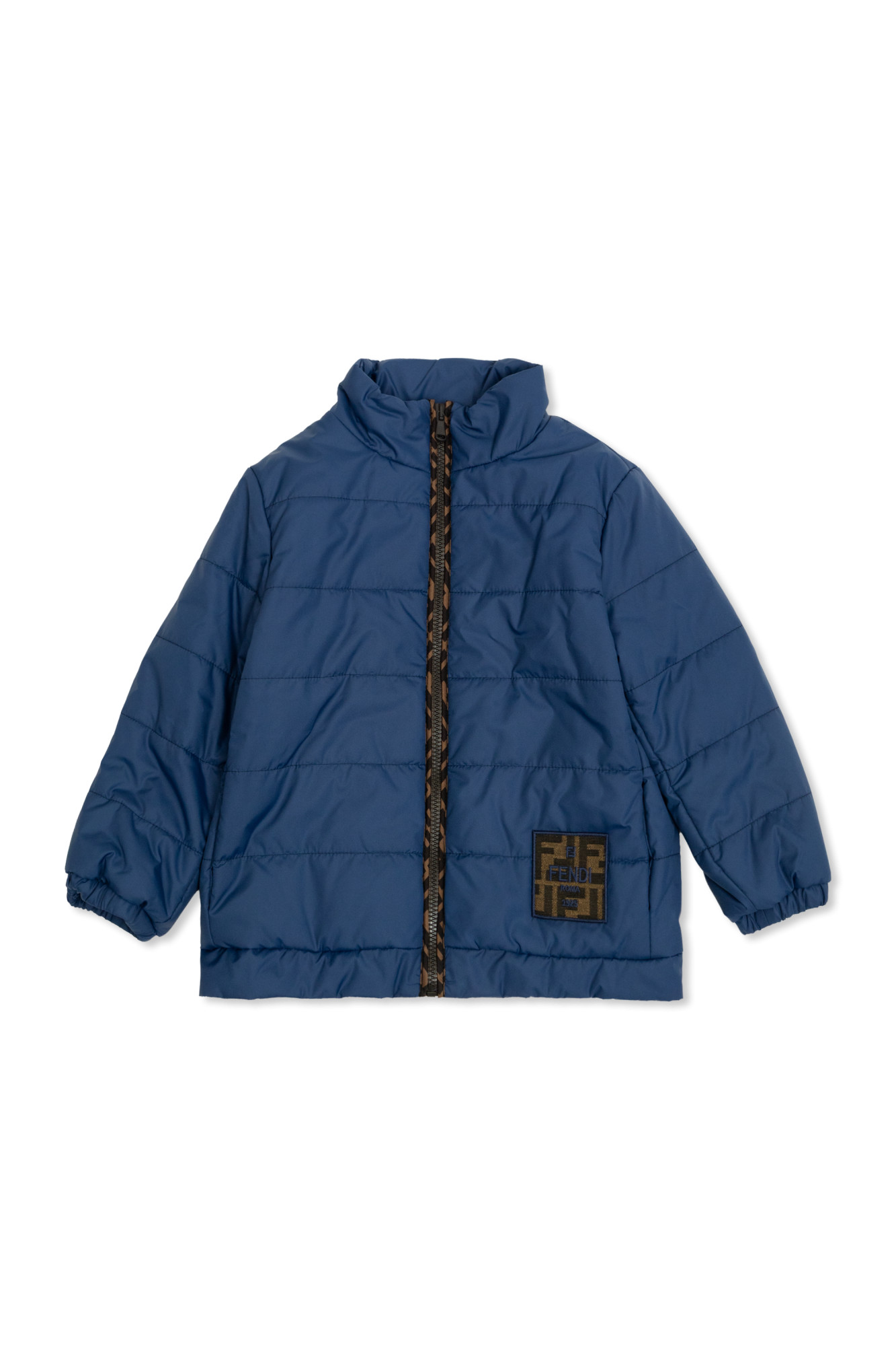 フェンディ☆キッズ　ジャケット Navy blue Insulated jacket with logo patch Fendi Kids